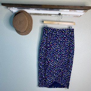 J. Crew Midi Skirt Polkadots Rainbow Pencil Wrap
